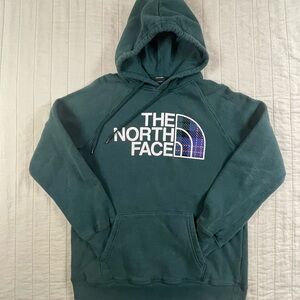 The North Face Women’s Teal Hoodie Plaid Logo Medium